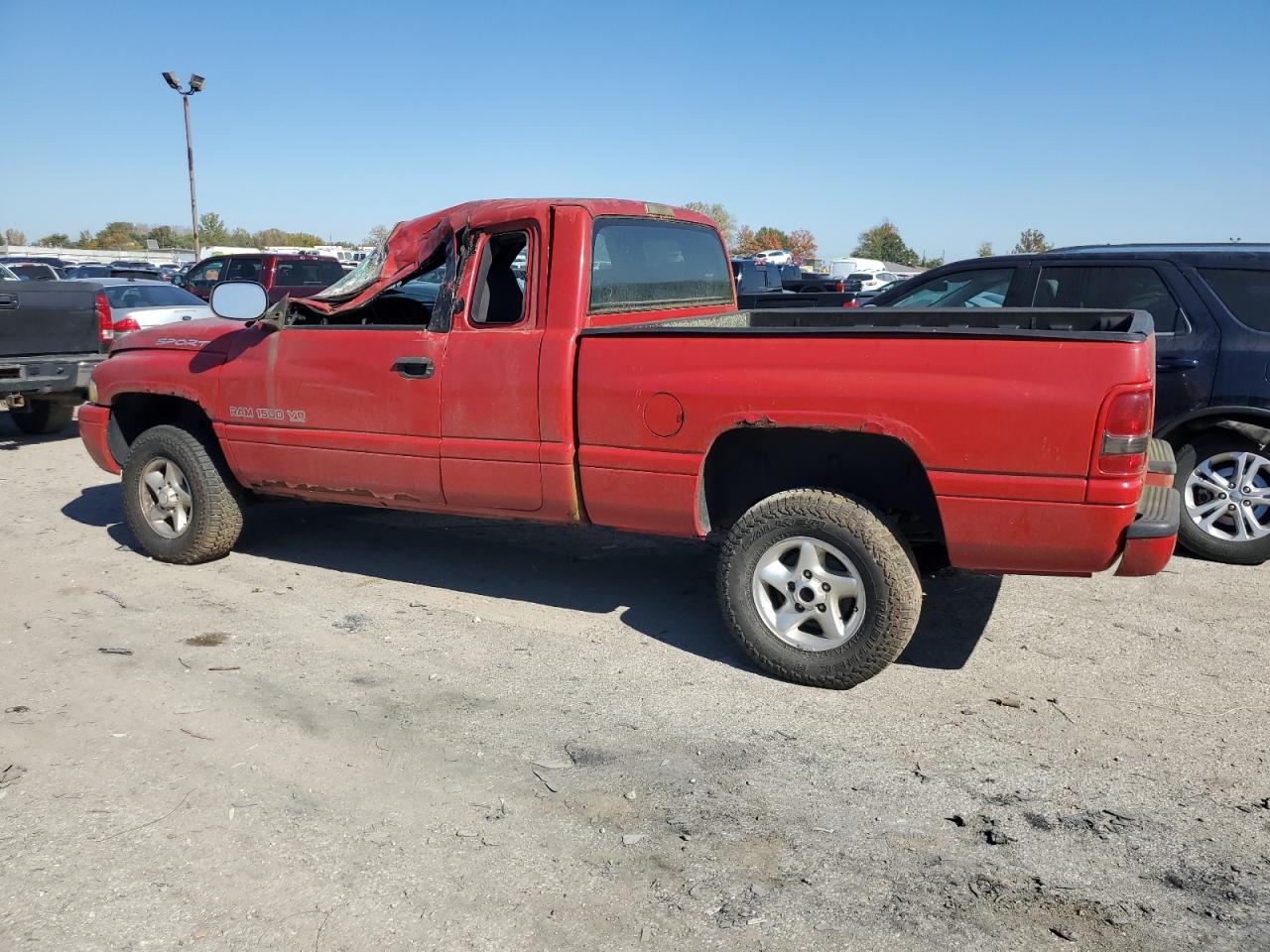 2001 Dodge RAM VIN 1B7HF13Z21J285135 Copart auction photo, top/roof / front end damage thumbnail 2