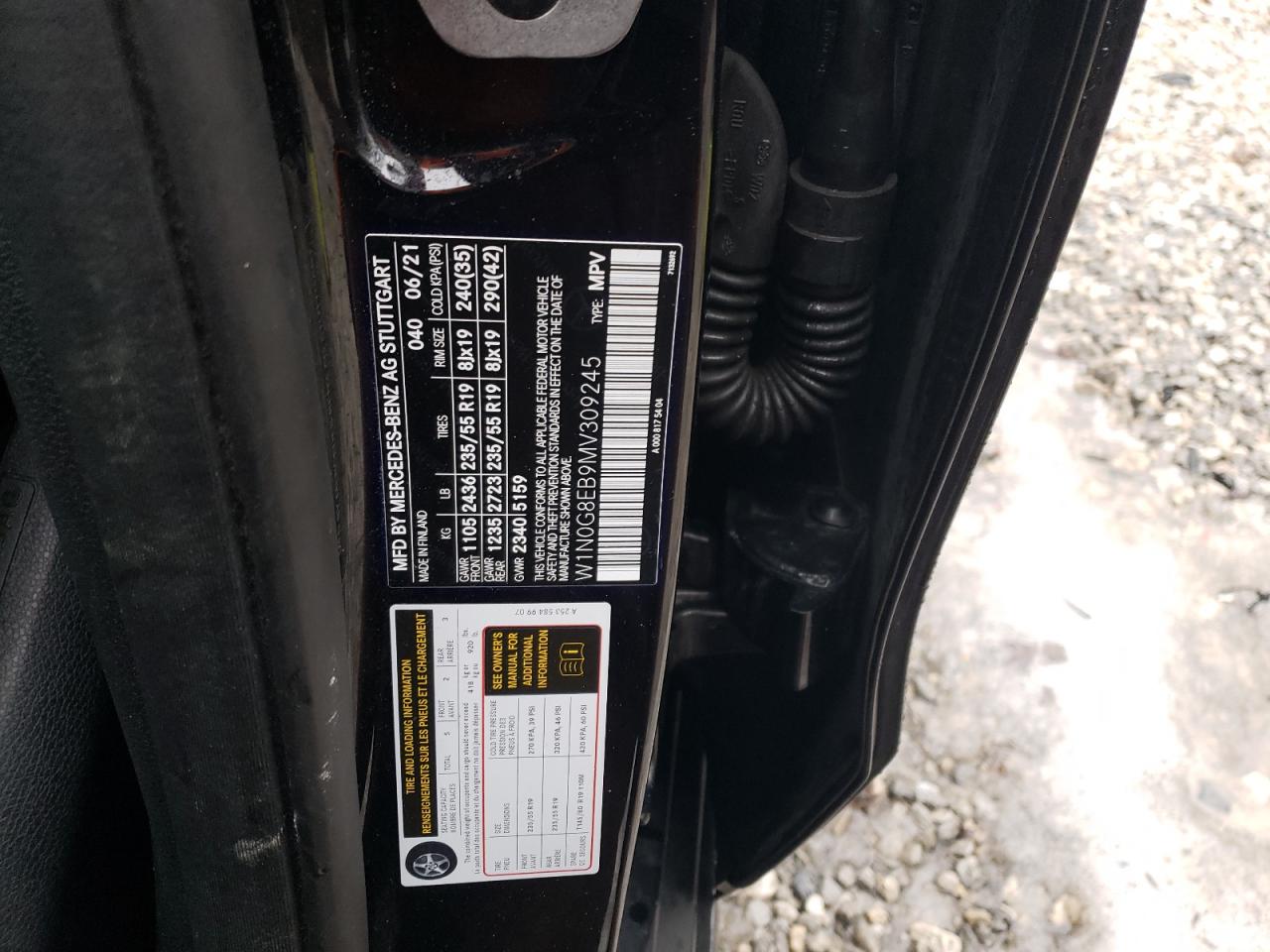 2021 Mercedes-Benz GLC VIN W1N0G8EB9MV309245 Copart auction photo, rear end / undercarriage damage thumbnail 13