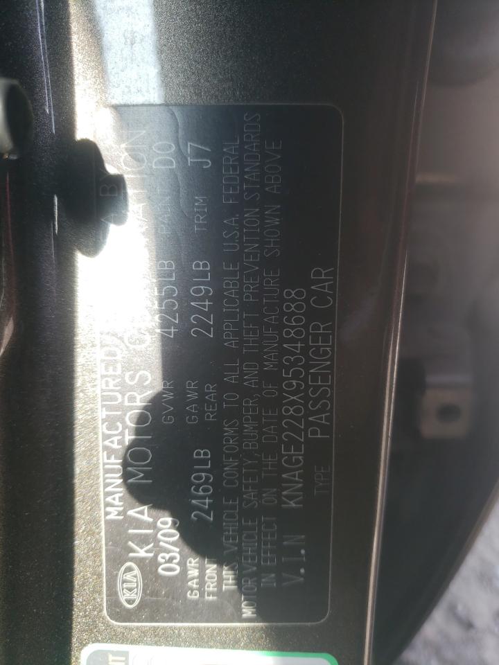 2009 KIA Optima VIN KNAGE228X95348688 Copart auction photo, side / front end damage thumbnail 14
