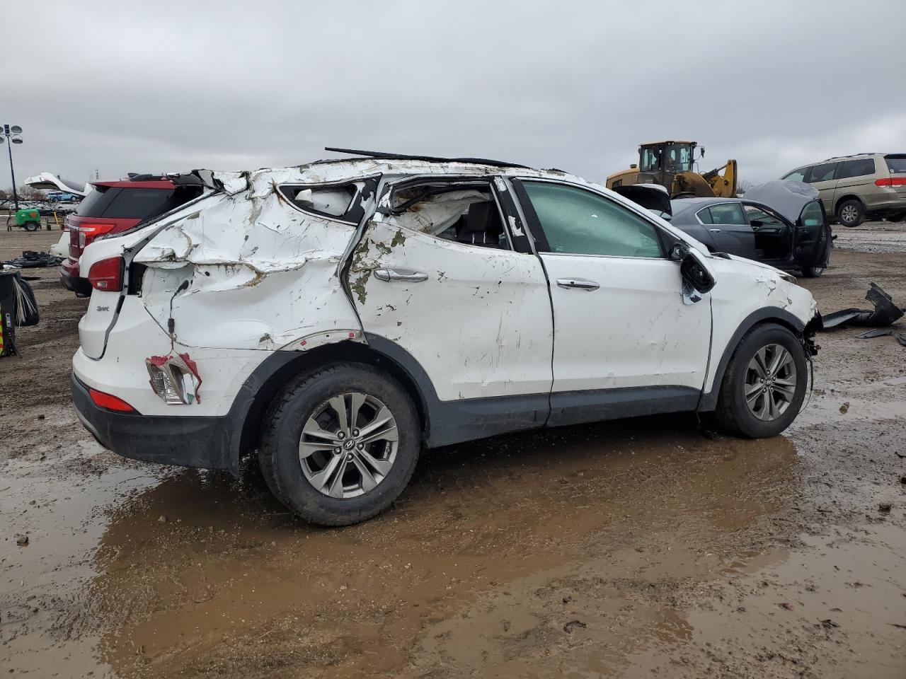 2014 Hyundai Santa Fe VIN 5XYZU3LB9EG154895 Copart auction photo, rollover damage thumbnail 3
