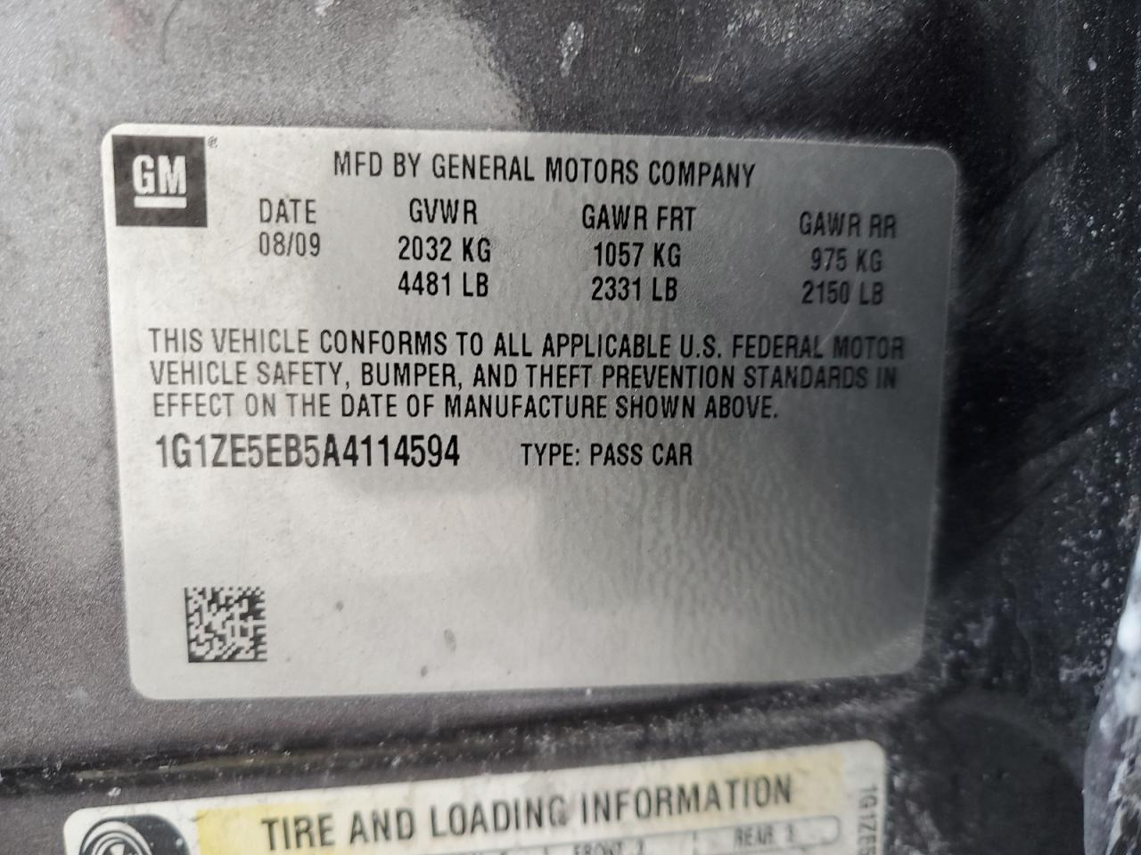 2010 Chevrolet Malibu VIN 1G1ZE5EB5A4114594 Copart auction photo, front end / side damage thumbnail 12