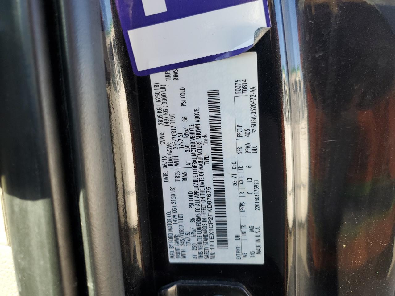 2015 Ford F-150 VIN 1FTEX1CP2FKD97675 Copart auction photo, side / undercarriage damage thumbnail 12