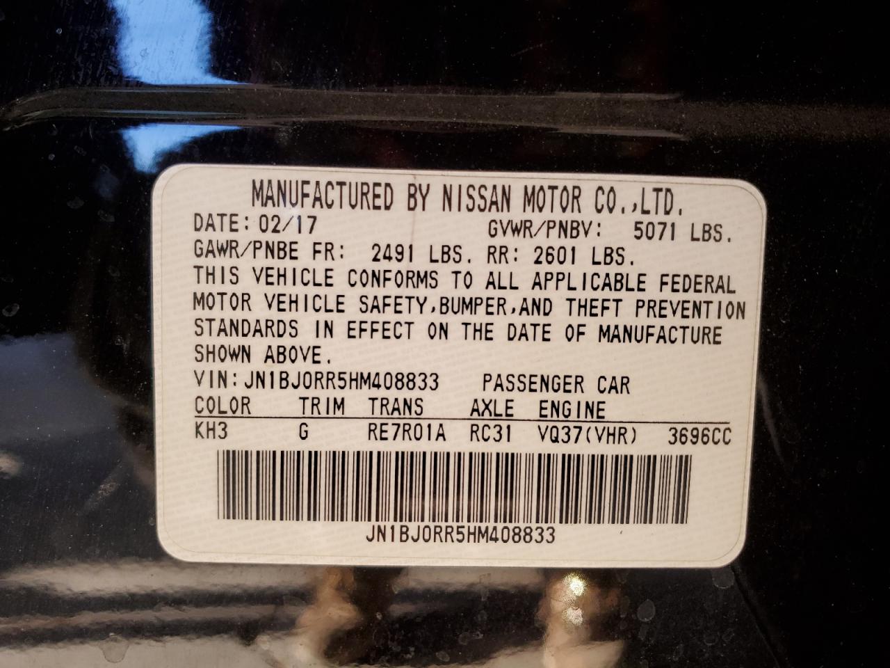 2017 Infiniti QX50 VIN JN1BJ0RR5HM408833 Copart auction photo, front end damage thumbnail 12