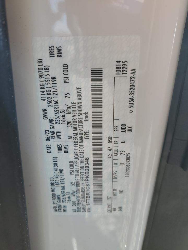 2023 Ford Transit VIN 1FTBR1C87PKB20348 Copart auction photo, front end damage thumbnail 14