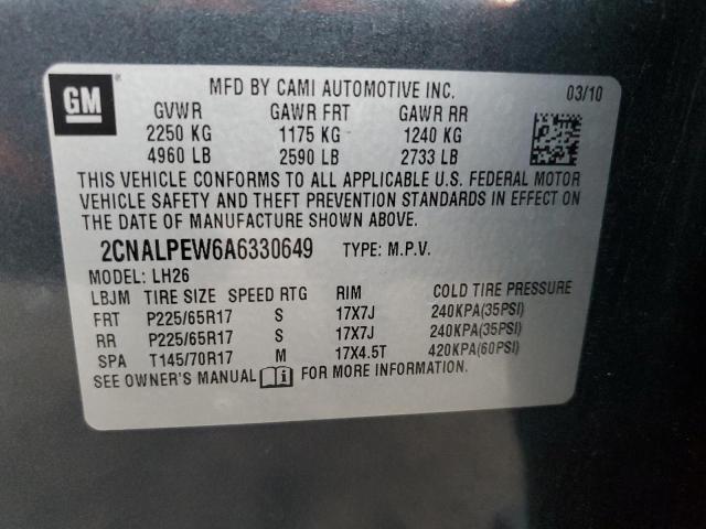 2010 Chevrolet Equinox VIN 2CNALPEW6A6330649 Copart auction photo, front end damage thumbnail 12
