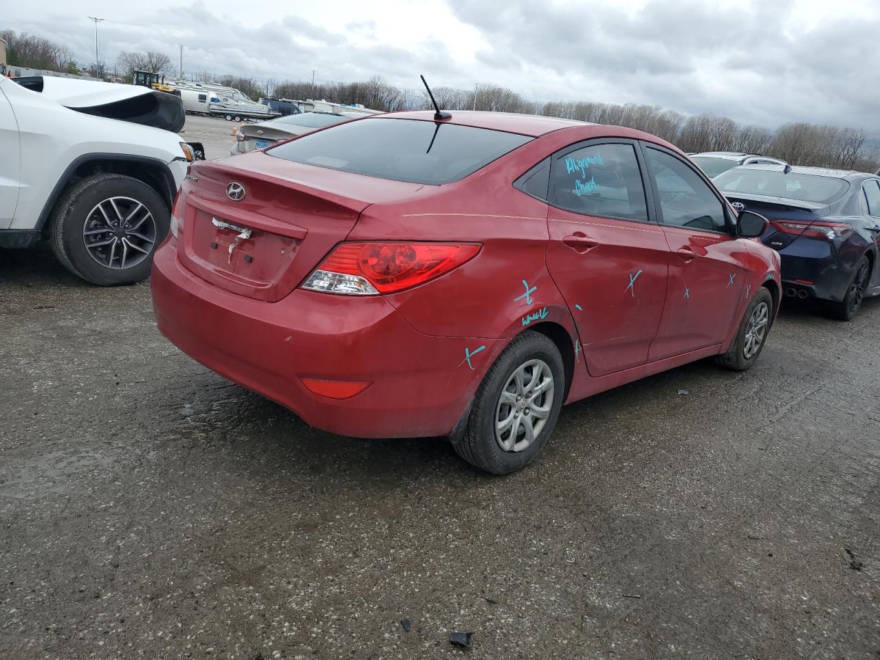 2013 Hyundai Accent VIN KMHCT4AE8DU431279 Copart auction photo, side damage thumbnail 3