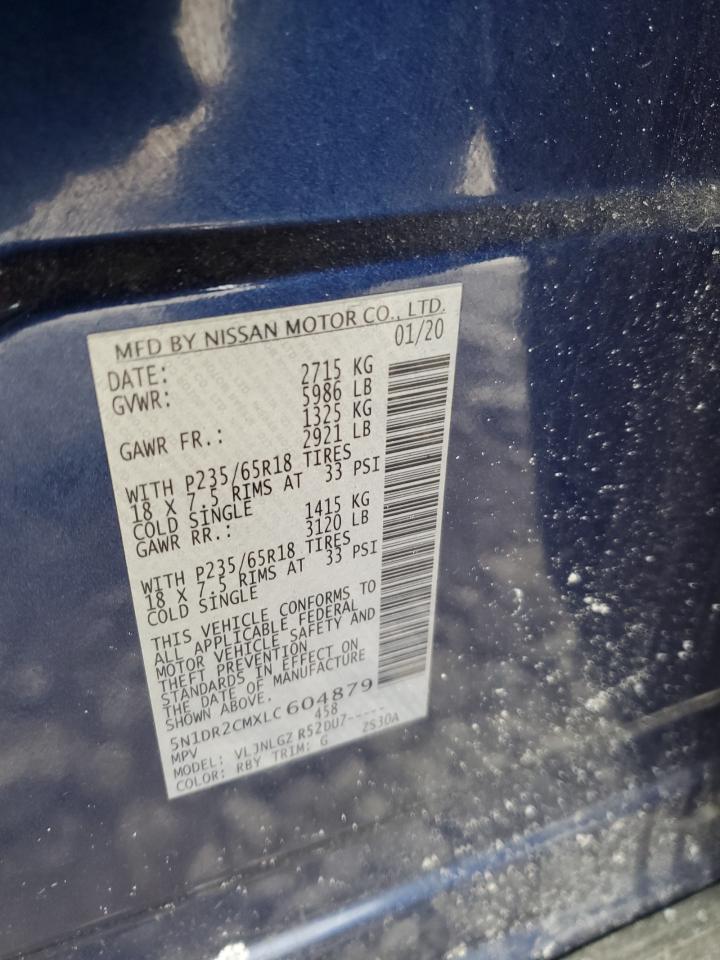 2020 Nissan Pathfinder VIN 5N1DR2CMXLC604879 Copart auction photo, side / rear end damage thumbnail 16