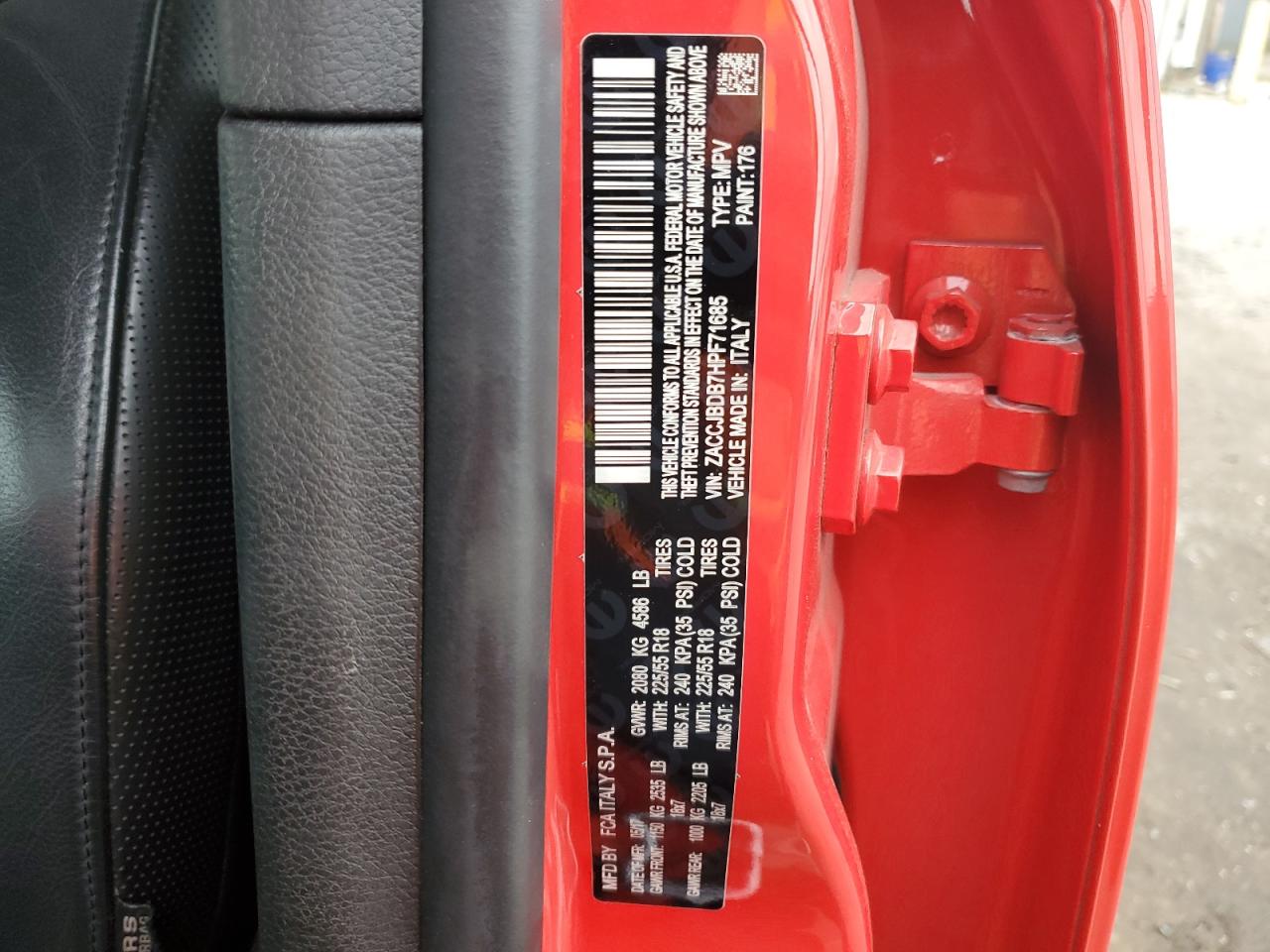 2017 Jeep Renegade VIN ZACCJBDB7HPF71685 Copart auction photo, front end damage thumbnail 15