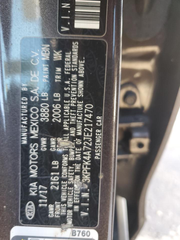 2018 KIA Forte VIN 3KPFK4A72JE217470 Copart auction photo, all over damage thumbnail 12