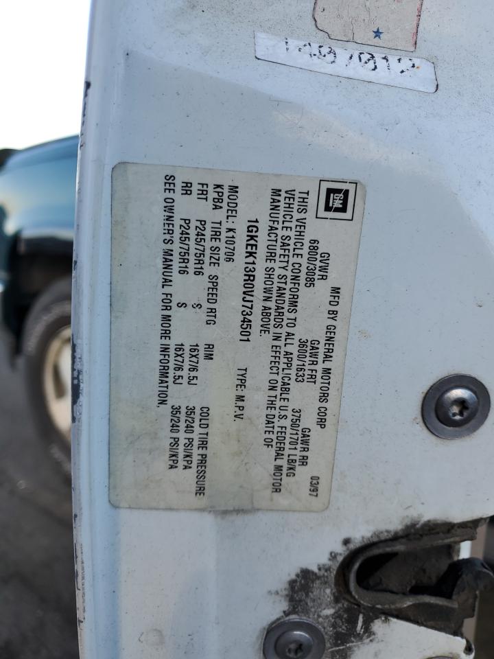1997 GMC Yukon VIN 1GKEK13R0VJ734501 Copart auction photo, minor dent/scratches damage thumbnail 12