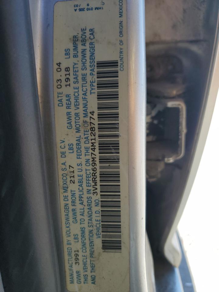 2004 Volkswagen Jetta VIN 3VWRR69M74M128774 Copart auction photo, rear end damage thumbnail 12