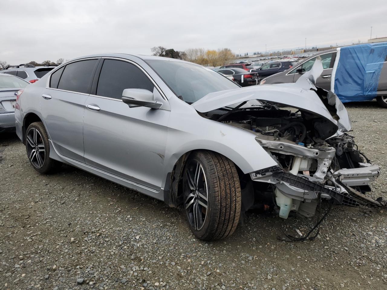 2017 Honda Accord VIN 1HGCR3F93HA021412 Copart auction photo, front end / side damage thumbnail 4