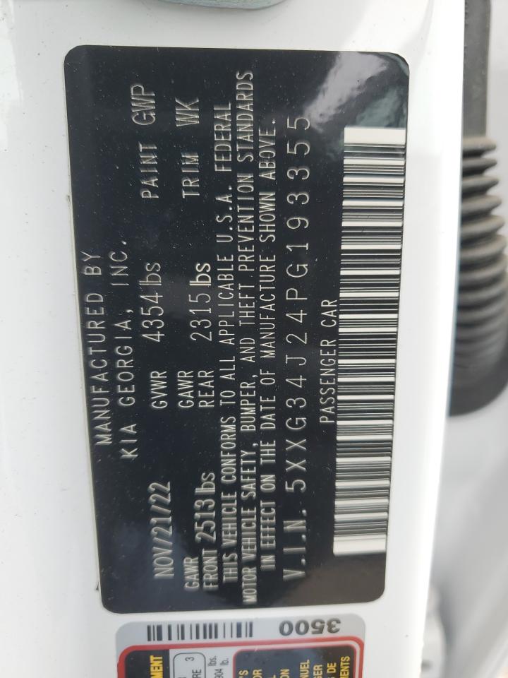 2023 KIA K5 VIN 5XXG34J24PG193355 Copart auction photo, front end / minor dent/scratches damage thumbnail 12