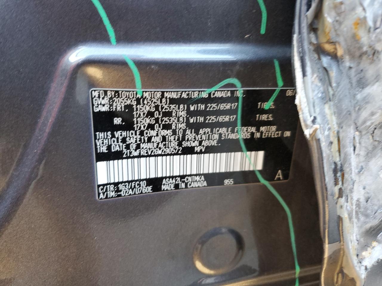 2016 Toyota RAV 4 VIN 2T3WFREV2GW290572 Copart auction photo, front end damage thumbnail 12