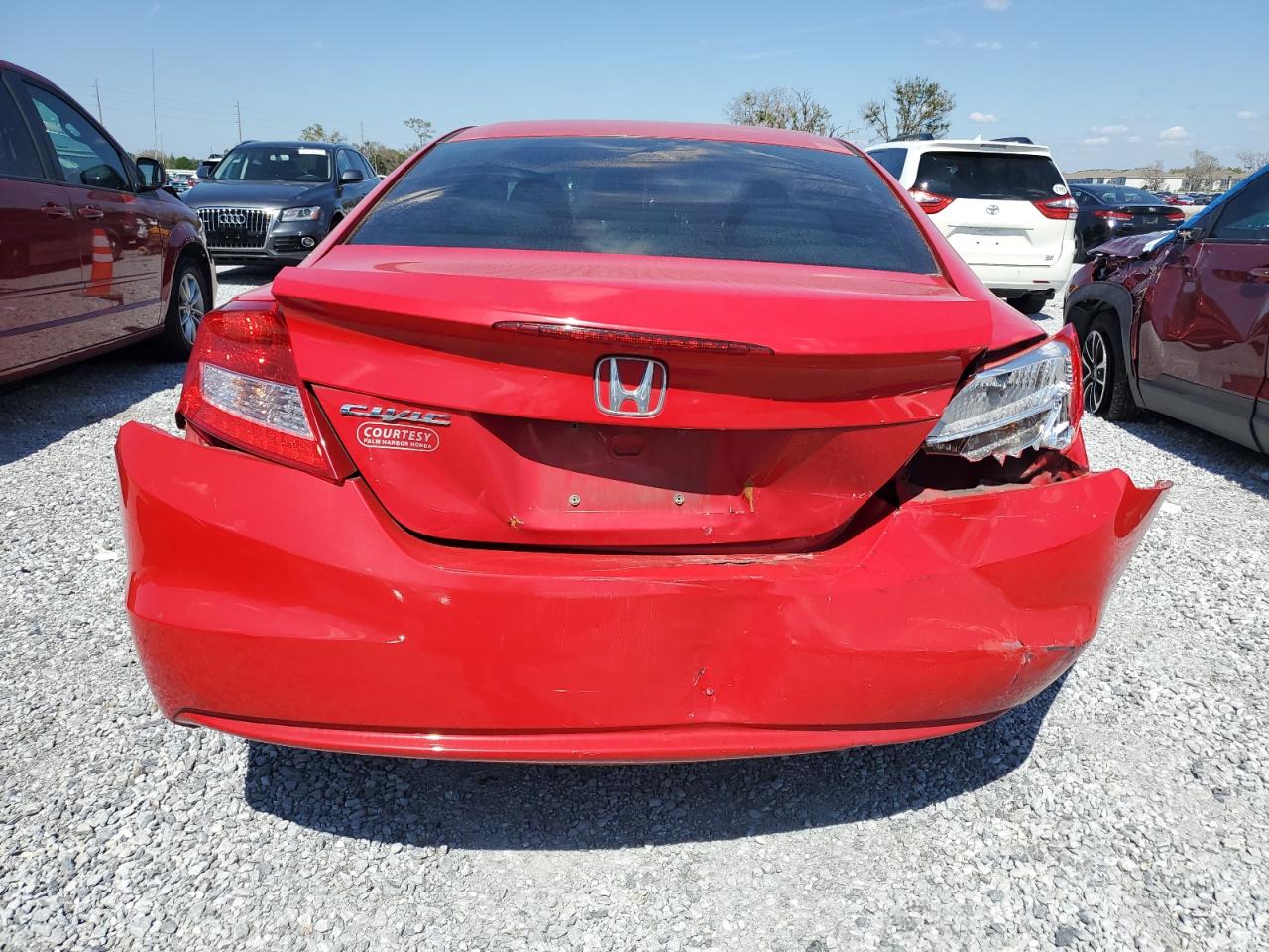 2012 Honda Civic VIN 2HGFG3B80CH537379 Copart auction photo, rear end / side damage thumbnail 6
