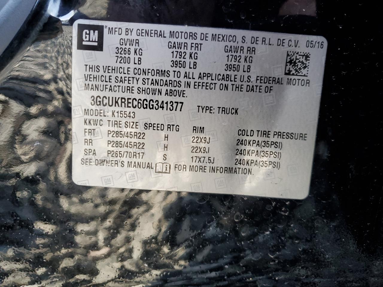 2016 Chevrolet Silverado VIN 3GCUKREC6GG341377 Copart auction photo, all over damage thumbnail 13