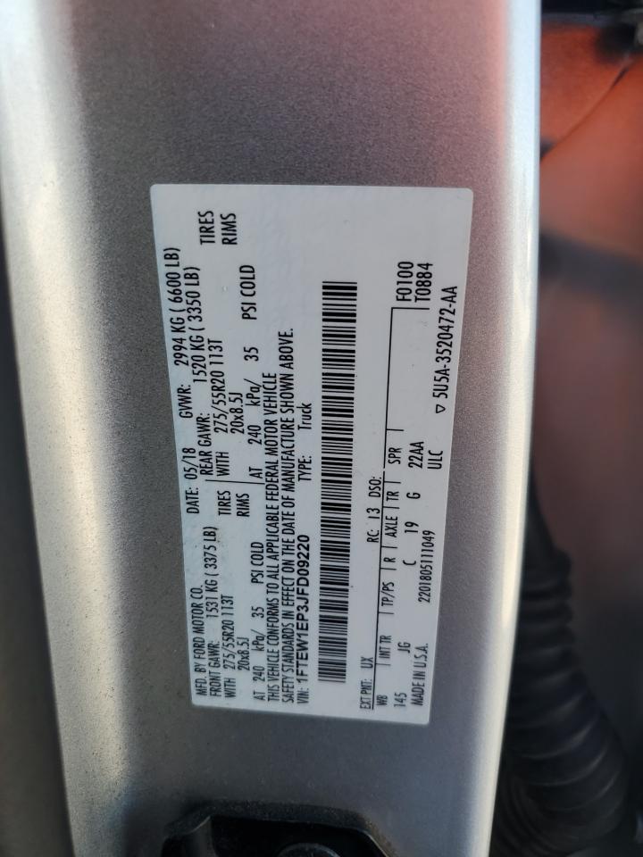 2018 Ford F-150 VIN 1FTEW1EP3JFD09220 Copart auction photo, normal wear damage thumbnail 12