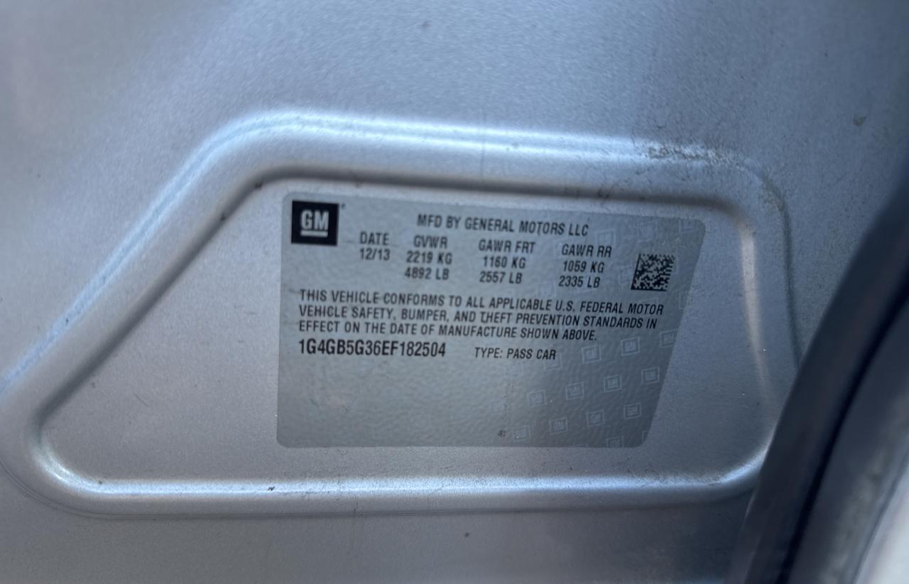 2014 Buick LaCrosse VIN 1G4GB5G36EF182504 Copart auction photo, minor dent/scratches / normal wear damage thumbnail 10