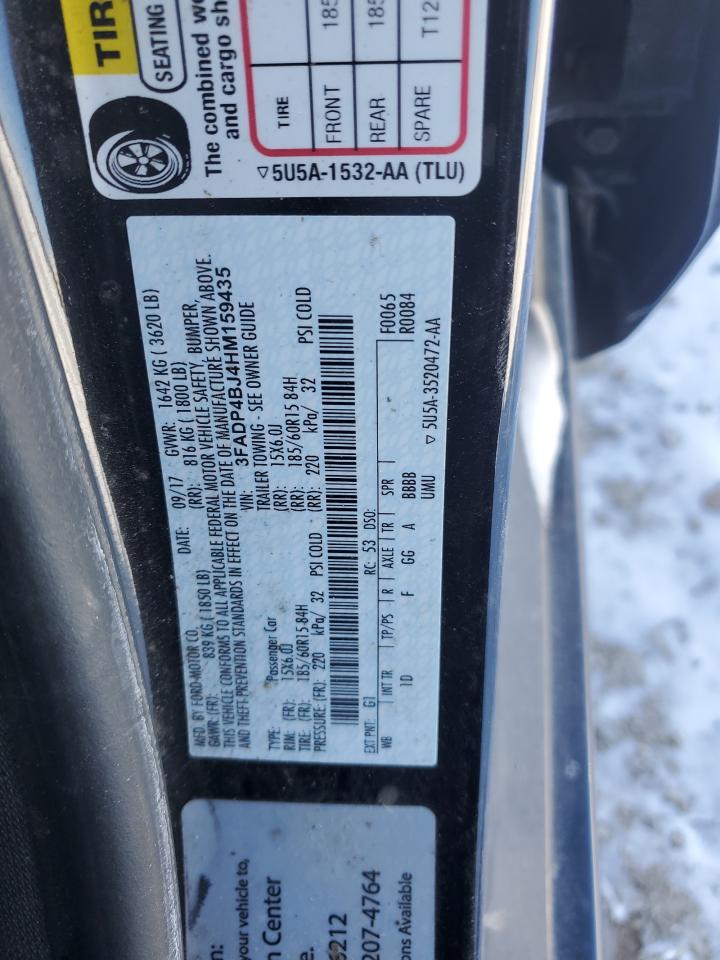 2017 Ford Fiesta VIN 3FADP4BJ4HM159435 Copart auction photo, front end damage thumbnail 12