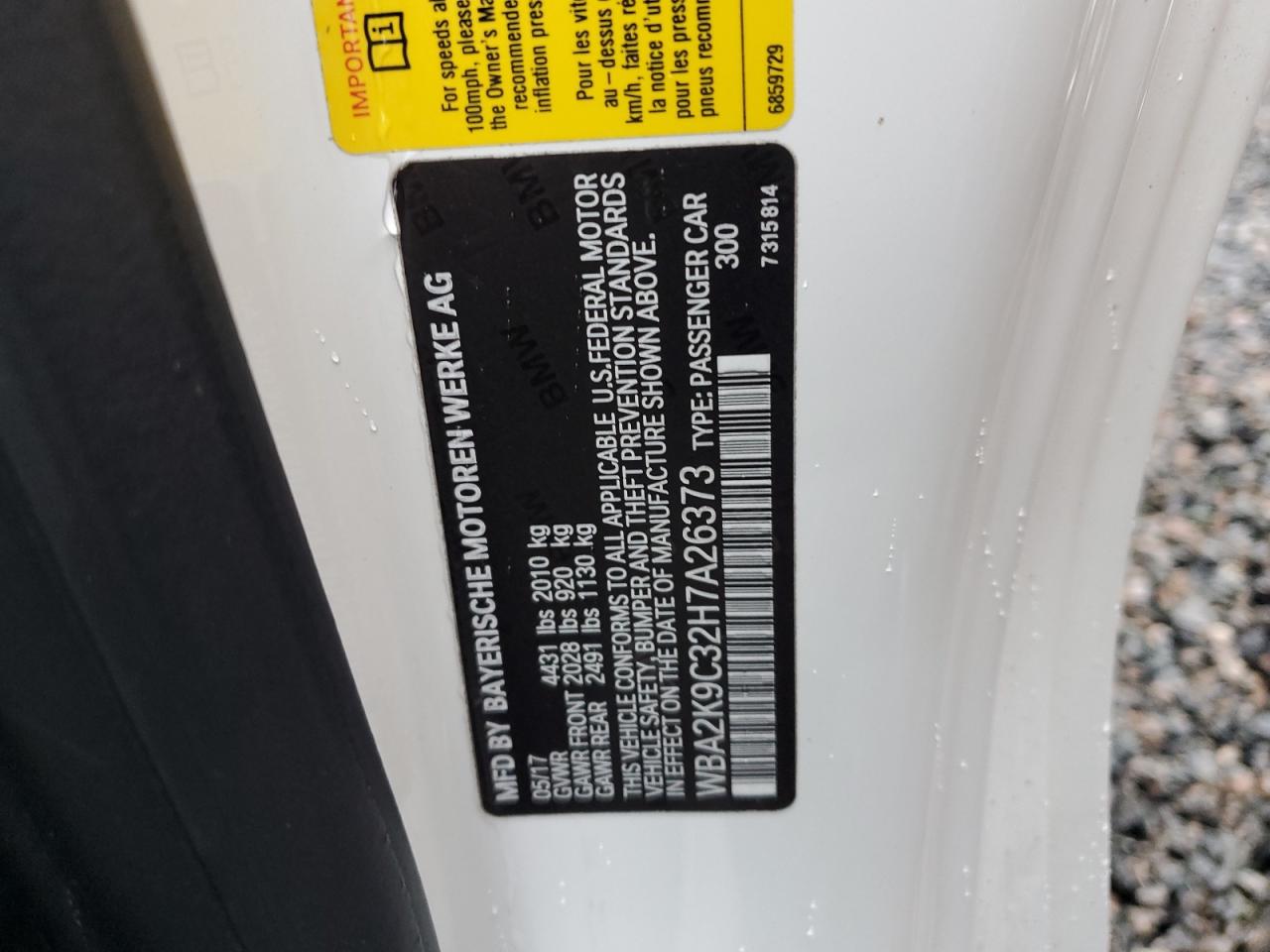 2017 BMW 2er VIN WBA2K9C32H7A26373 Copart auction photo, water/flood damage thumbnail 13