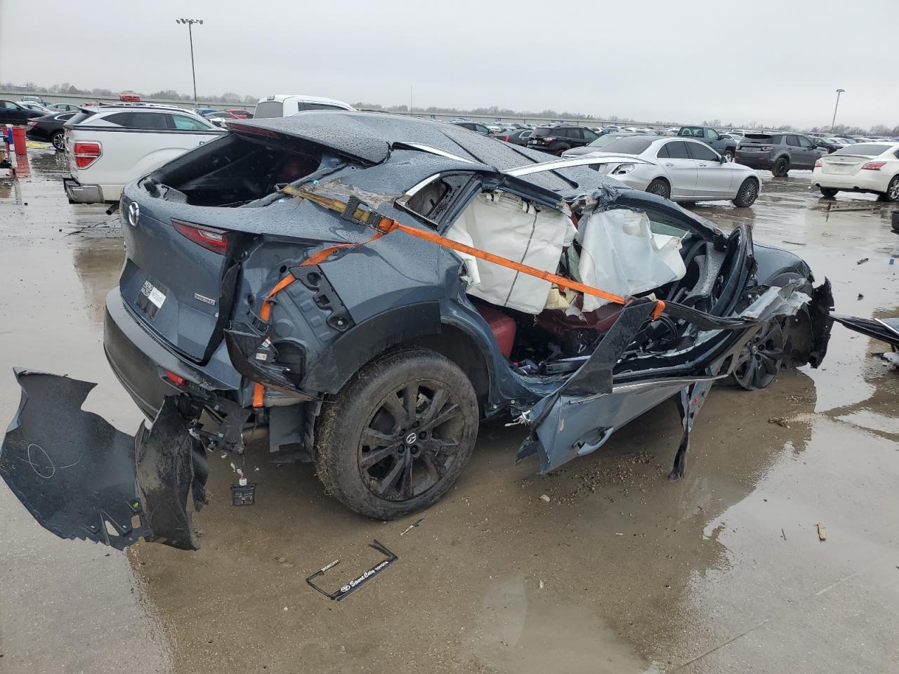 2022 Mazda CX-30 VIN 3MVDMBCL8NM455642 Copart auction photo, all over damage thumbnail 3
