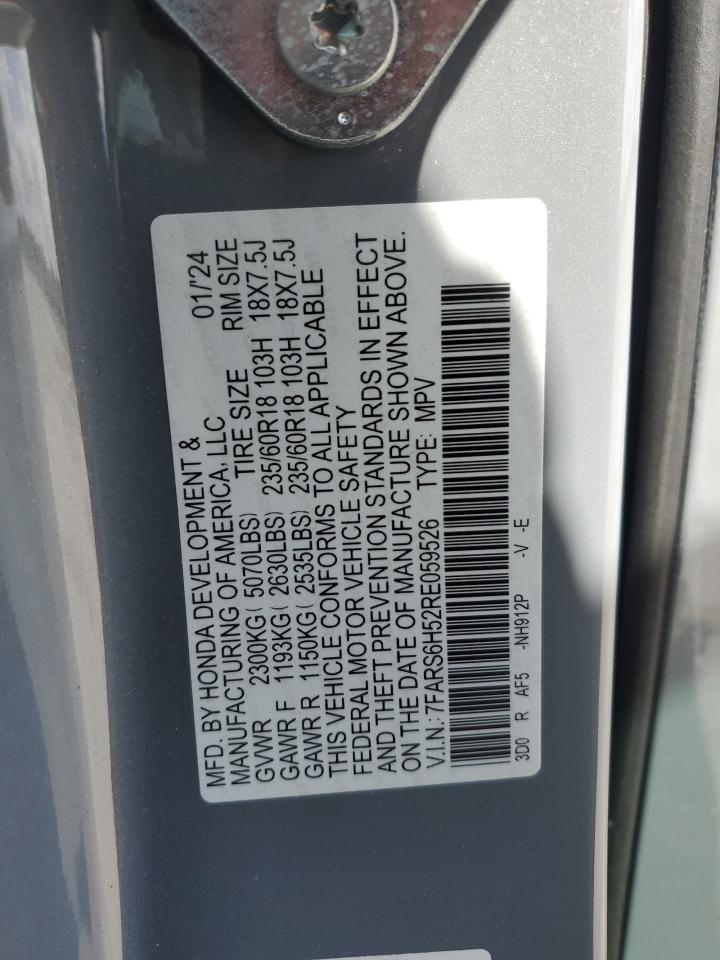 2024 Honda CR-V VIN 7FARS6H52RE059526 Copart auction photo, front end damage thumbnail 13