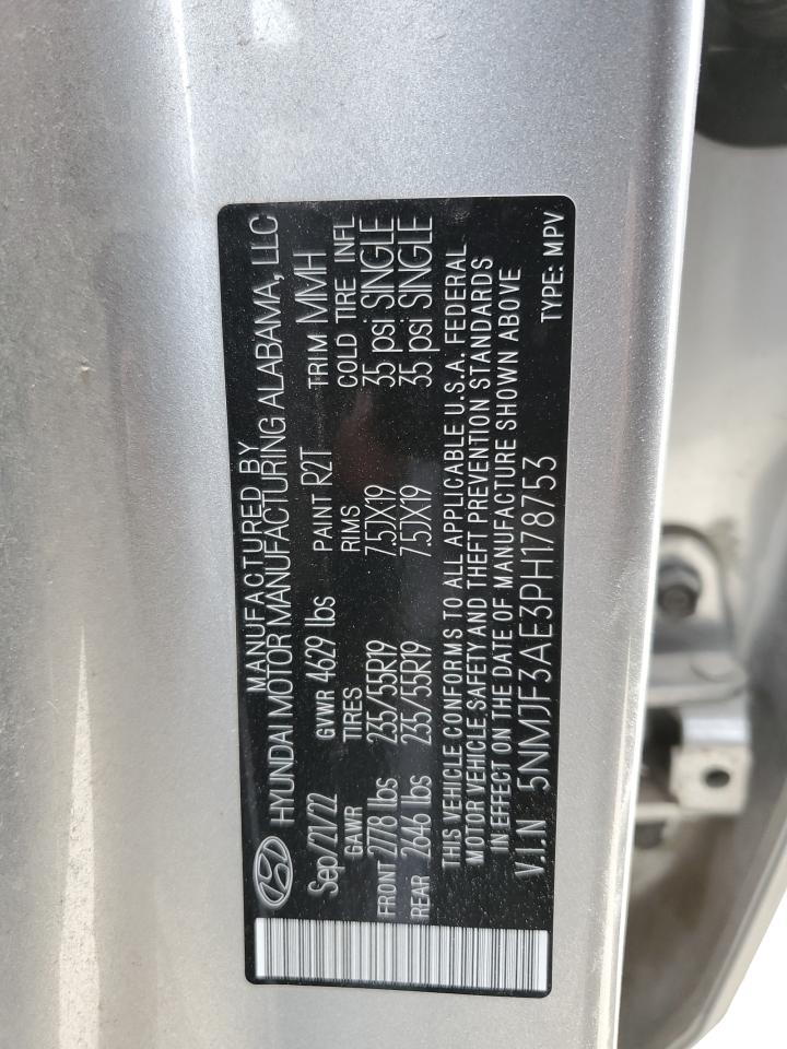 2023 Hyundai Tucson VIN 5NMJF3AE3PH178753 Copart auction photo, all over damage thumbnail 14