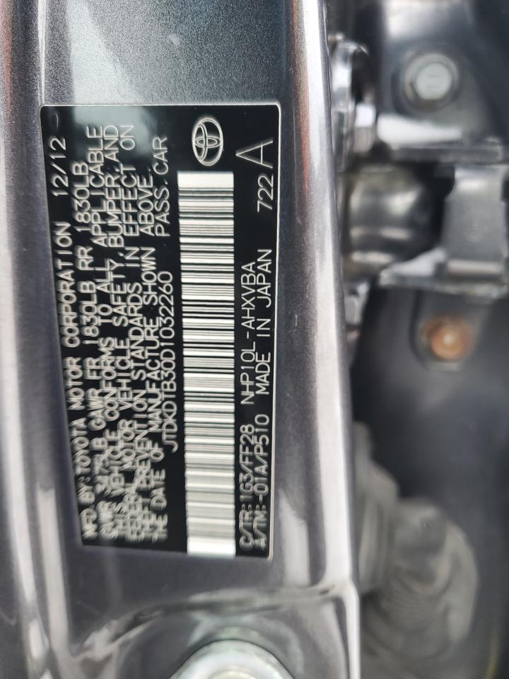 2013 Toyota Prius VIN JTDKDTB30D1032260 Copart auction photo, rear end damage thumbnail 12