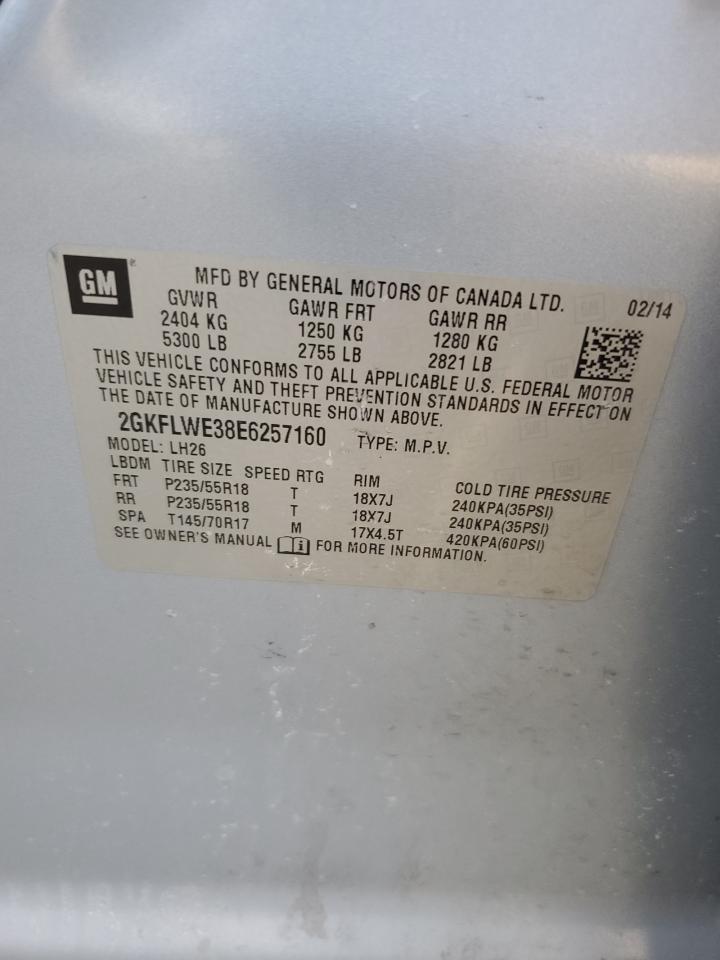 2014 GMC Terrain VIN 2GKFLWE38E6257160 Copart auction photo, rear end damage thumbnail 13