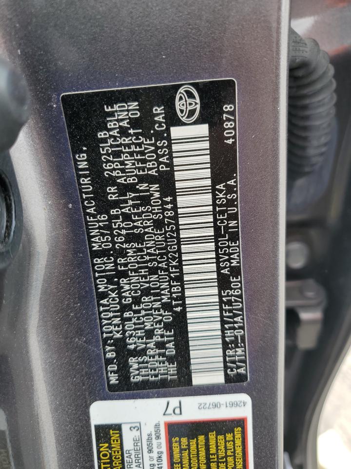 2016 Toyota Camry VIN 4T1BF1FK2GU257844 Copart auction photo, front end damage thumbnail 14