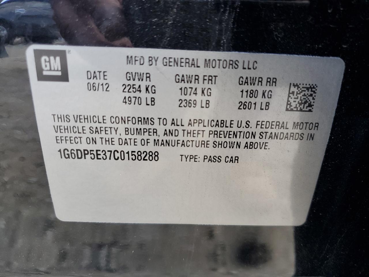 2012 Cadillac CTS VIN 1G6DP5E37C0158288 Copart auction photo, front end damage thumbnail 13