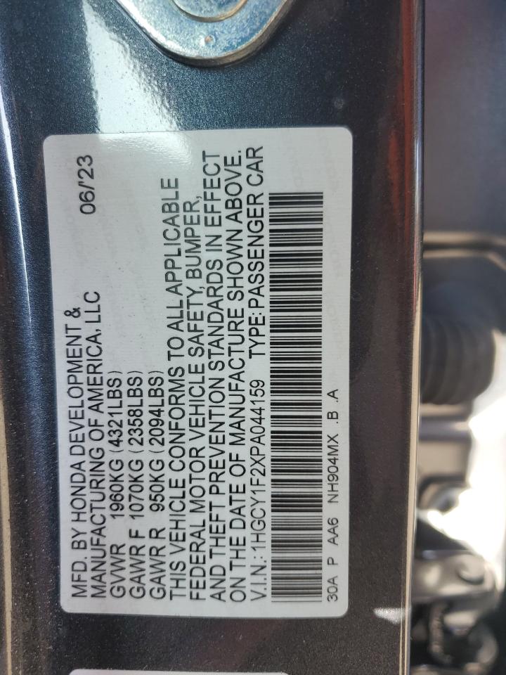 2023 Honda Accord VIN 1HGCY1F2XPA044159 Copart auction photo, rear end damage thumbnail 13