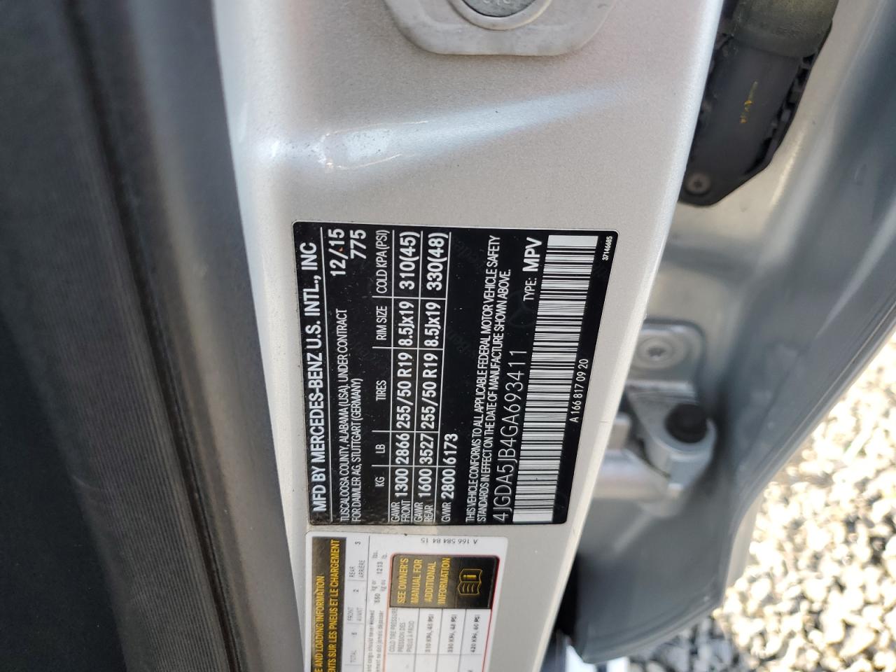 2016 Mercedes-Benz GLE VIN 4JGDA5JB4GA693411 Copart auction photo, front end damage thumbnail 13