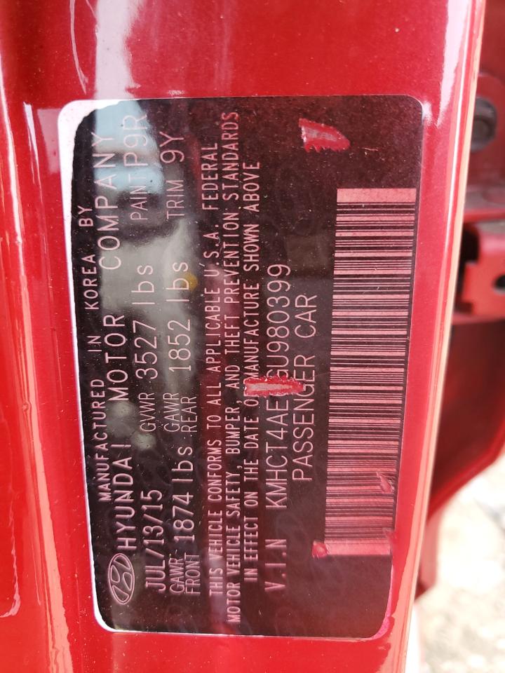 2016 Hyundai Accent VIN KMHCT4AE6GU980399 Copart auction photo, front end / rear end damage thumbnail 14