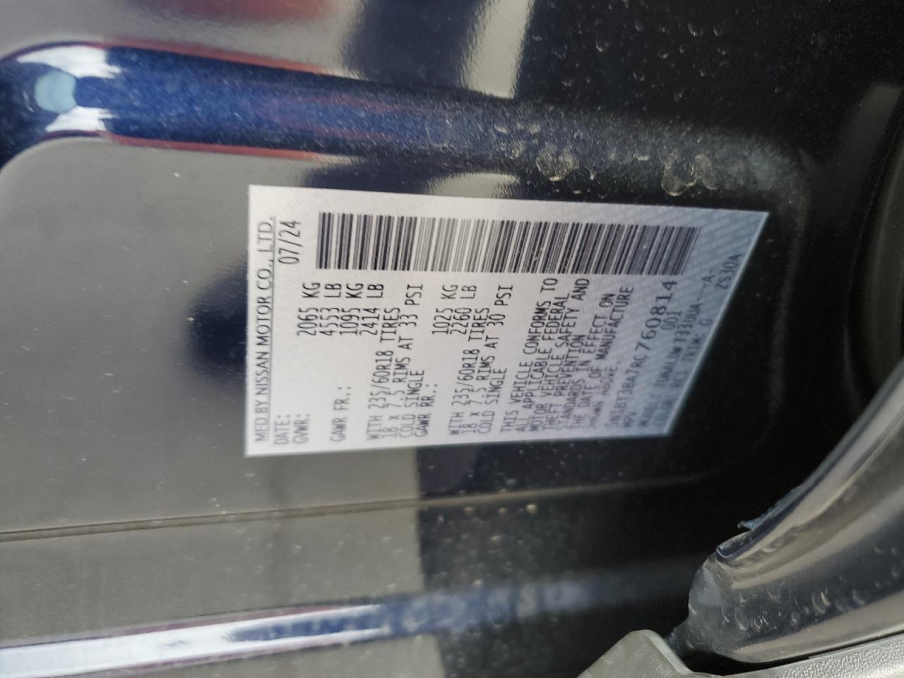 2024 Nissan Rogue VIN 5N1BT3BA7RC760814 Copart auction photo, rear end damage thumbnail 16