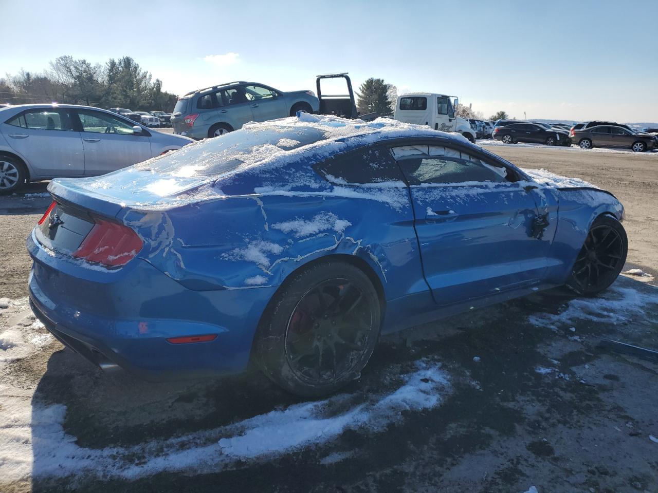 2020 Ford Mustang VIN 1FA6P8TH3L5189715 Copart auction photo, front end / top/roof damage thumbnail 3