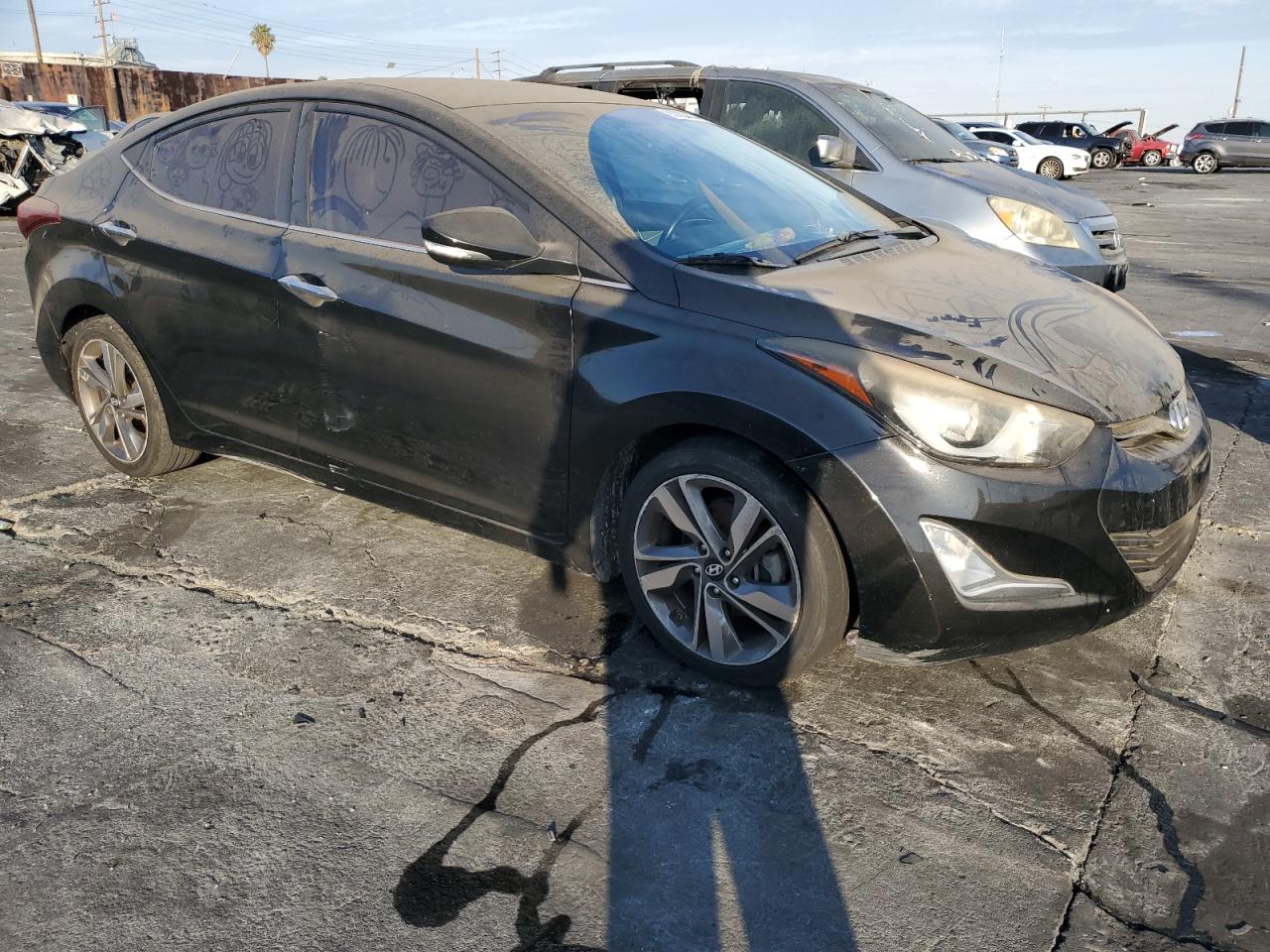 2014 Hyundai Elantra VIN 5NPDH4AE6EH455599 Copart auction photo, vandalism / stripped damage thumbnail 4