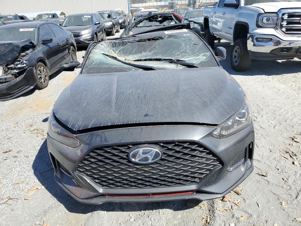 2019 Hyundai Veloster VIN KMHTH6AB2KU011341 Copart auction photo, top/roof damage thumbnail 5