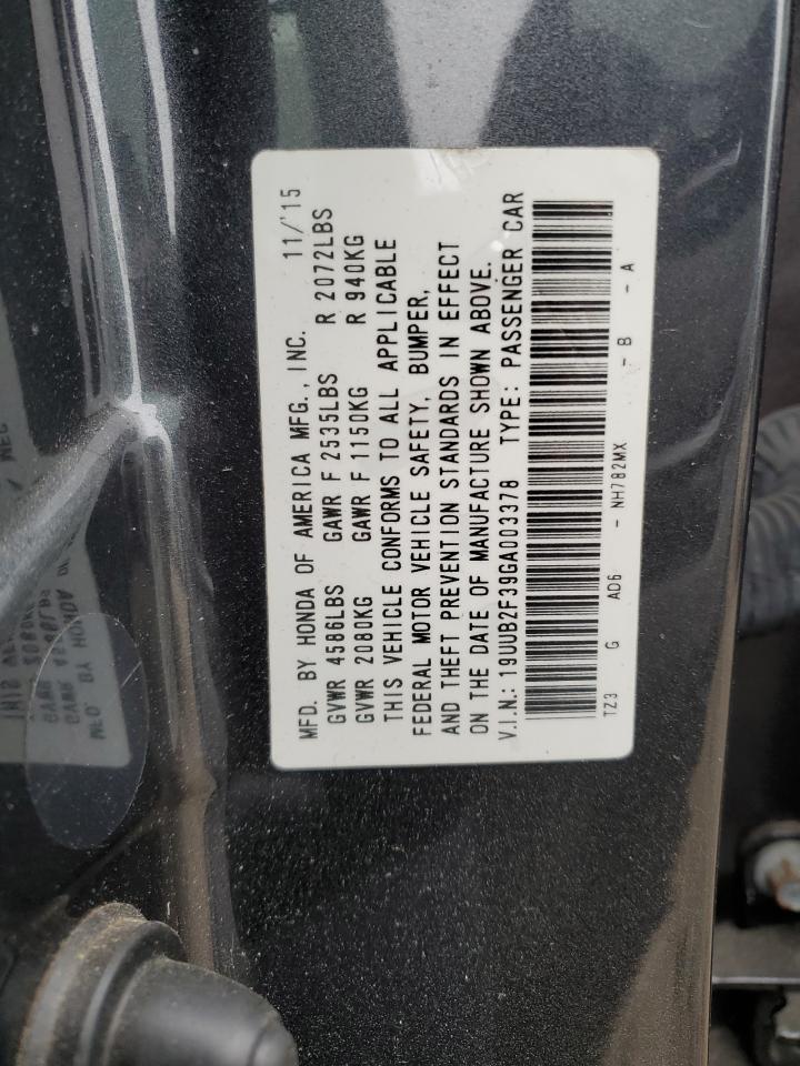 2016 Acura TLX VIN 19UUB2F39GA003378 Copart auction photo, front end / rear end damage thumbnail 13