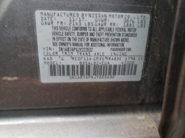 2018 Nissan Sentra VIN 3N1AB7APXJY223532 Copart auction photo, front end / minor dent/scratches damage thumbnail 12