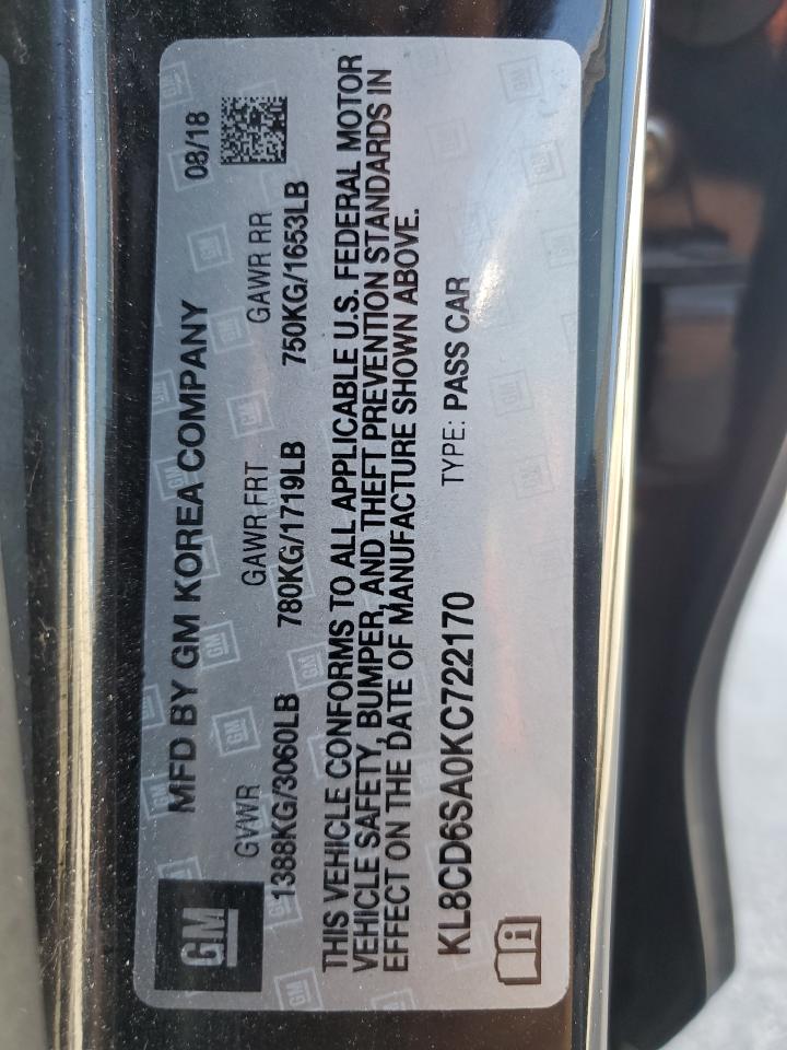 2019 Chevrolet Spark VIN KL8CD6SA0KC722170 Copart auction photo, front end / side damage thumbnail 13
