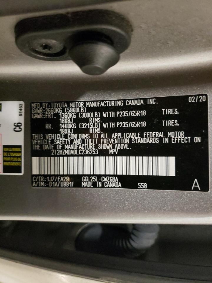 2020 Lexus RX VIN 2T2HZMDA0LC236253 Copart auction photo, side / undercarriage damage thumbnail 15
