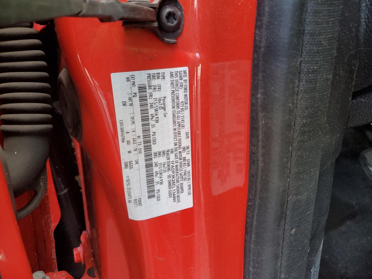 2014 Ford Focus VIN 1FADP3K28EL134490 Copart auction photo, front end / side damage thumbnail 14