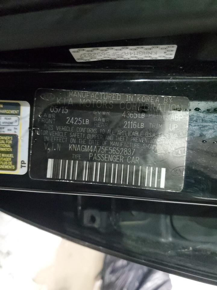 2015 KIA Optima VIN KNAGM4A75F5652837 Copart auction photo, all over damage thumbnail 12