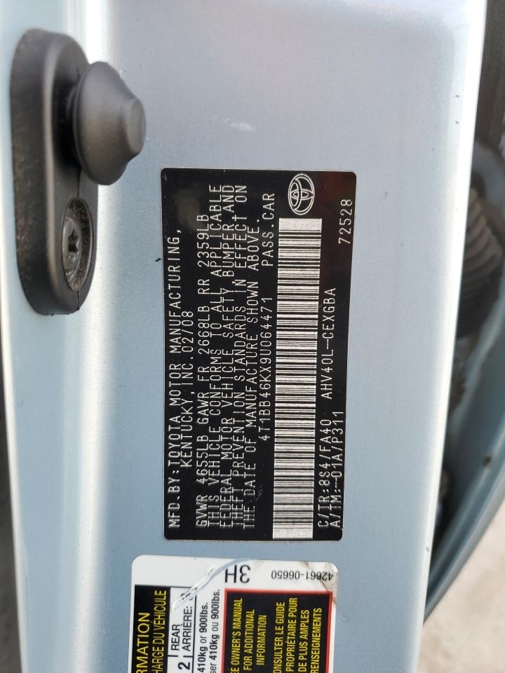 2009 Toyota Camry VIN 4T1BB46KX9U064471 Copart auction photo, rear end damage thumbnail 12
