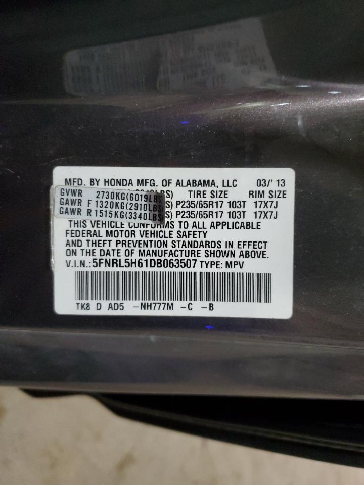 2013 Honda Odyssey VIN 5FNRL5H61DB063507 Copart auction photo, front end damage thumbnail 13