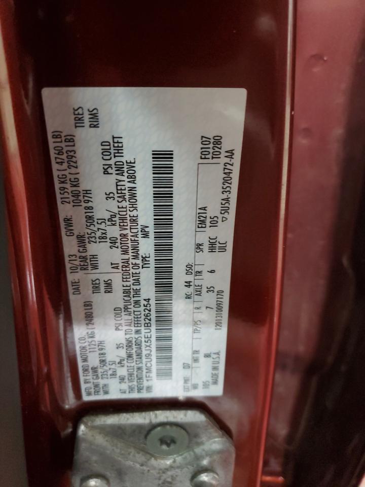 2014 Ford Escape VIN 1FMCU9JX5EUB26254 Copart auction photo, all over damage thumbnail 13