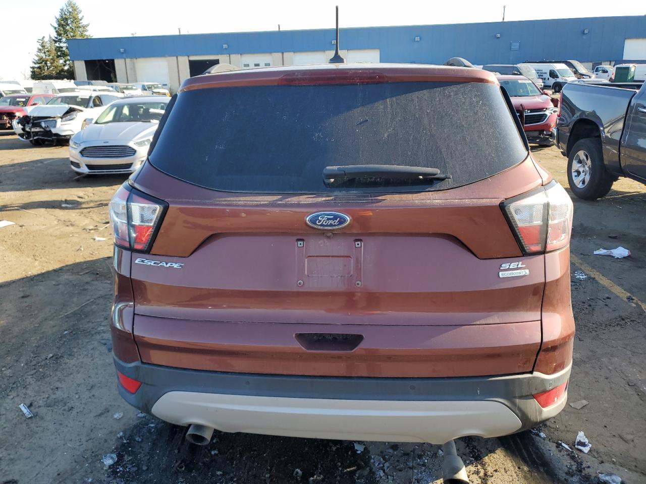 2018 Ford Escape VIN 1FMCU0HD5JUB23730 Copart auction photo, burn / missing/altered vin damage thumbnail 6