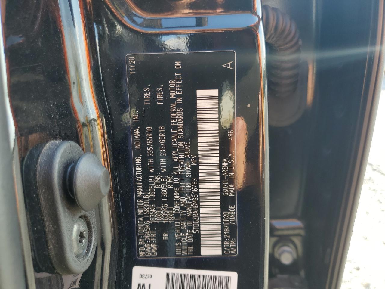 2021 Toyota Highlander VIN 5TDGZRAH6MS516783 Copart auction photo, front end damage thumbnail 13