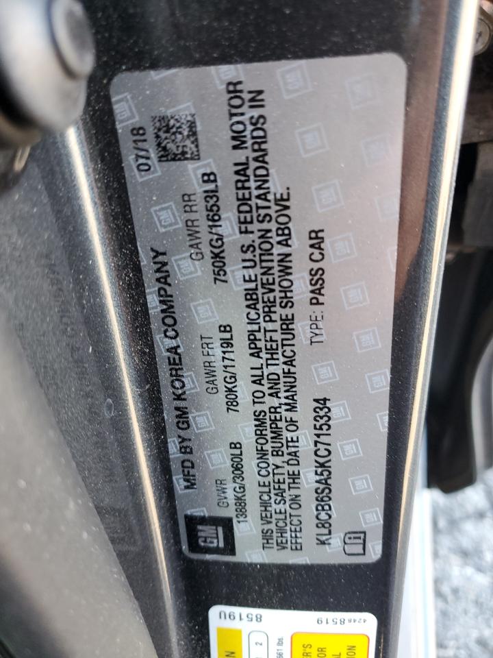 2019 Chevrolet Spark VIN KL8CB6SA5KC715334 Copart auction photo, front end / side damage thumbnail 12